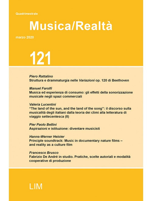 Musica/realtà (2020). Vol. 121