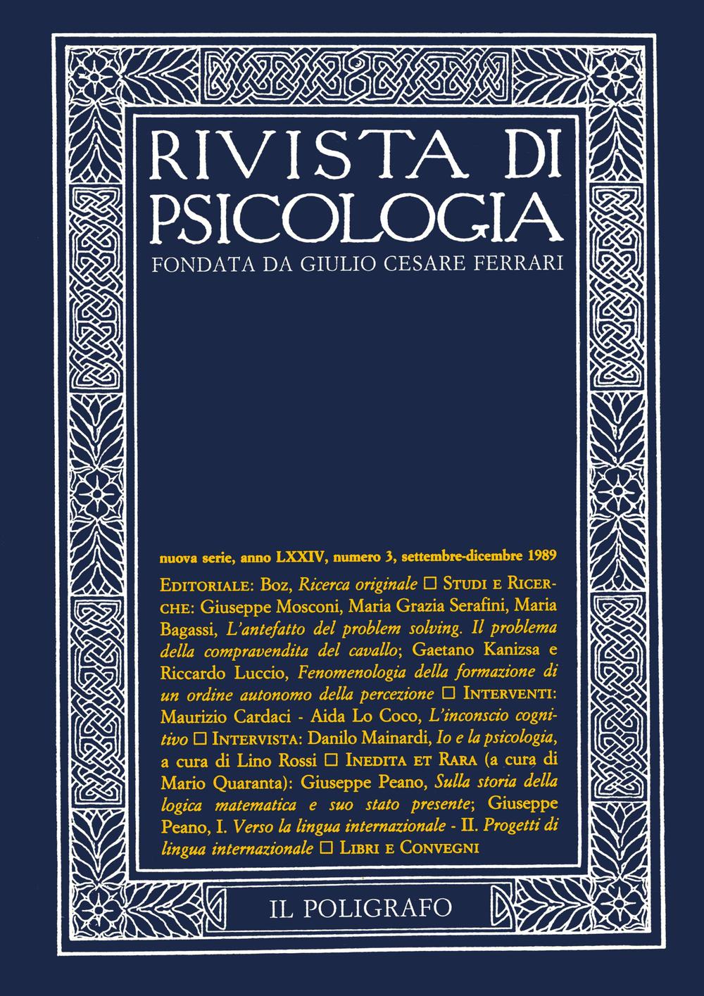 Rivista di psicologia (1989). Vol. 3: Settembre-dicembre