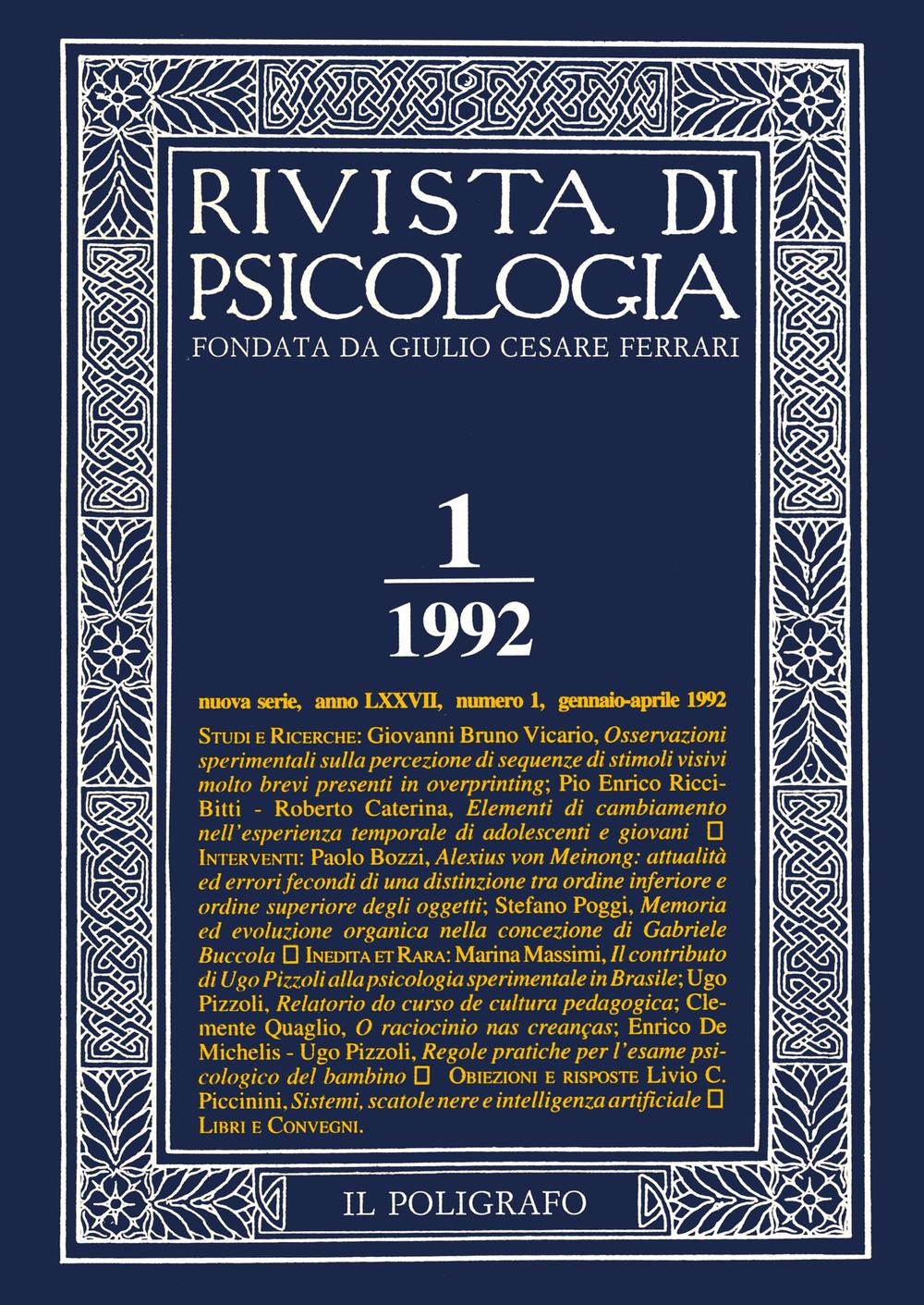 Rivista di psicologia (1992). Vol. 1