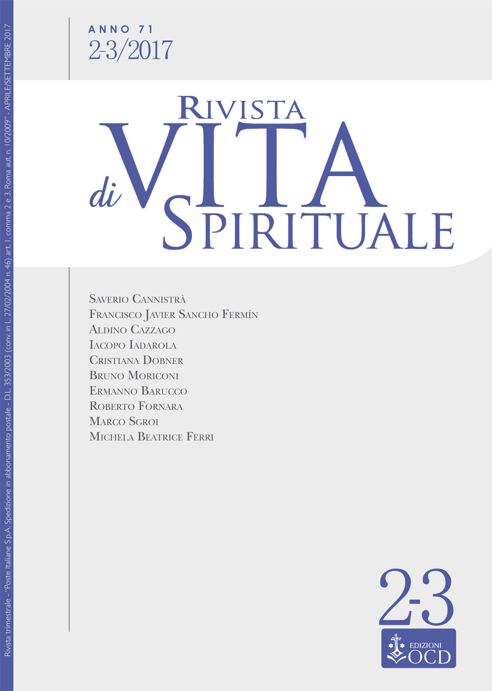 Rivista di vita spirituale (2017). Vol. 2-3