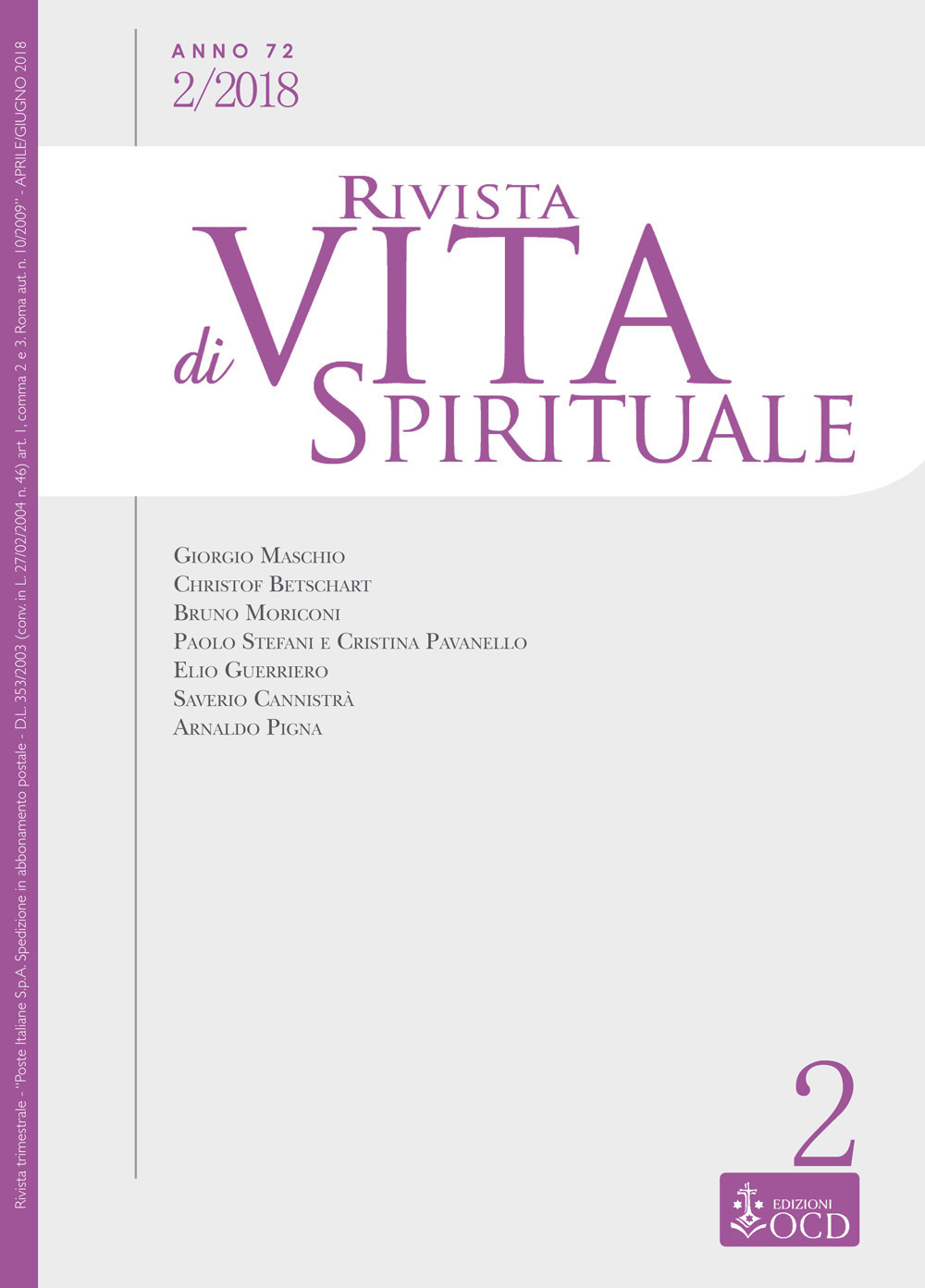 Rivista di vita spirituale (2018). Vol. 2