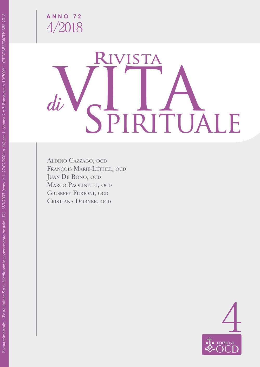 Rivista di vita spirituale (2018). Vol. 4