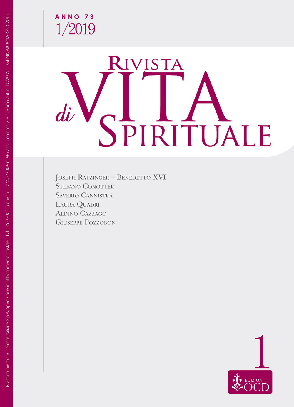 Rivista di vita spirituale (2019). Vol. 1