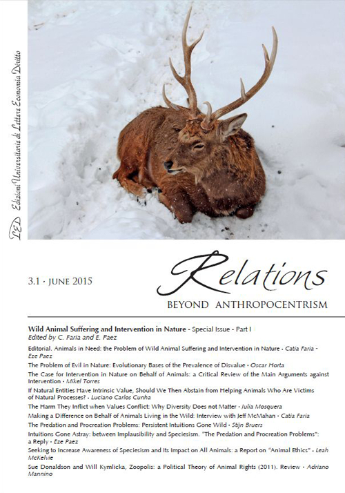 Relations. Beyond anthropocentrism (2015). Vol. 3: Wild animal suffering and intervention in nature