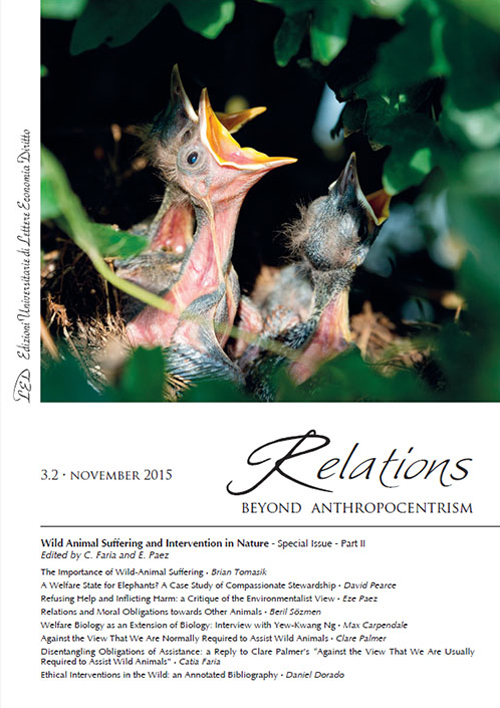 Relations. Beyond anthropocentrism (2015). Vol. 3: Wild animal suffering and intervention in nature