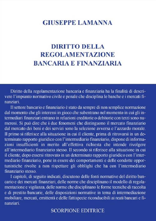 Diritto della regolamentazione bancaria e finanziaria