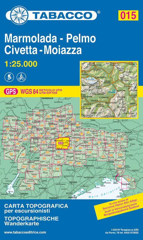 Marmolada. Pelmo. Civetta. Moiazza. Carta topografica 1:25.000