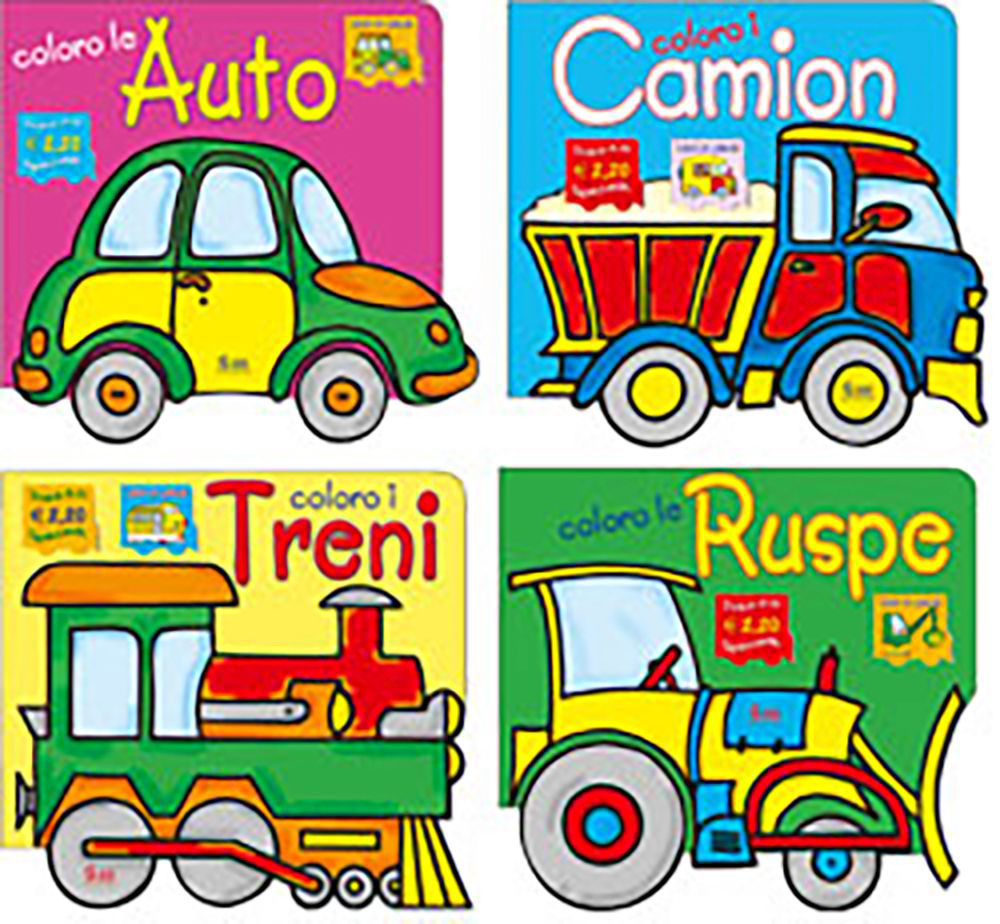 Coloro le ruspe-Coloro le auto-Coloro i camion-Coloro i treni