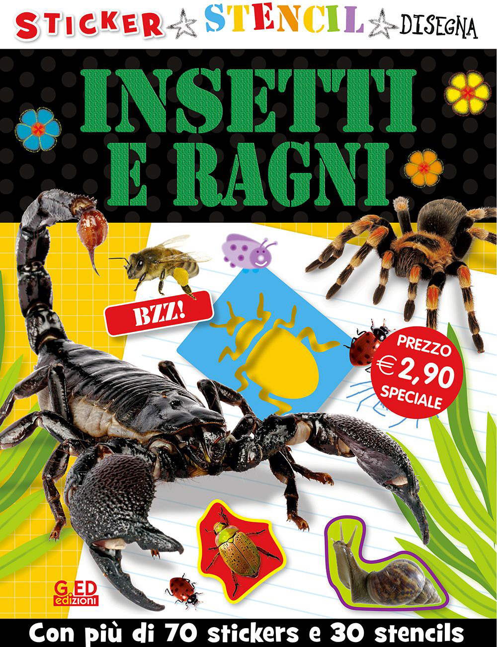 Insetti e ragni. Stickers stencil disegna. Ediz. illustrata