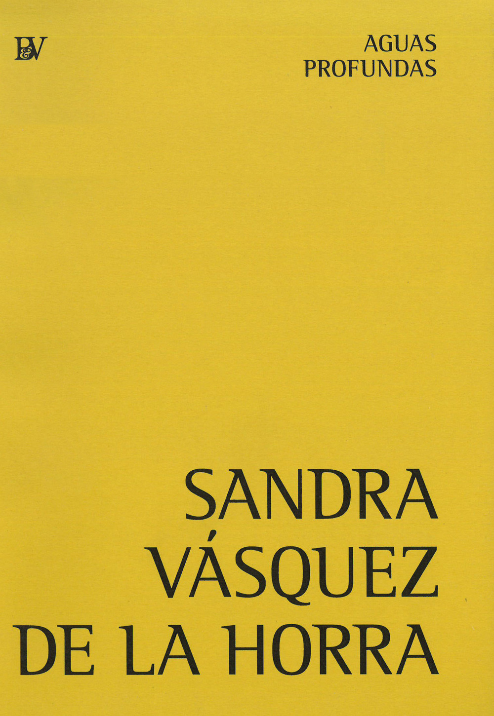 Sandra Vásquez de la Horra. Aguas profundas. Ediz. inglese e tedesca