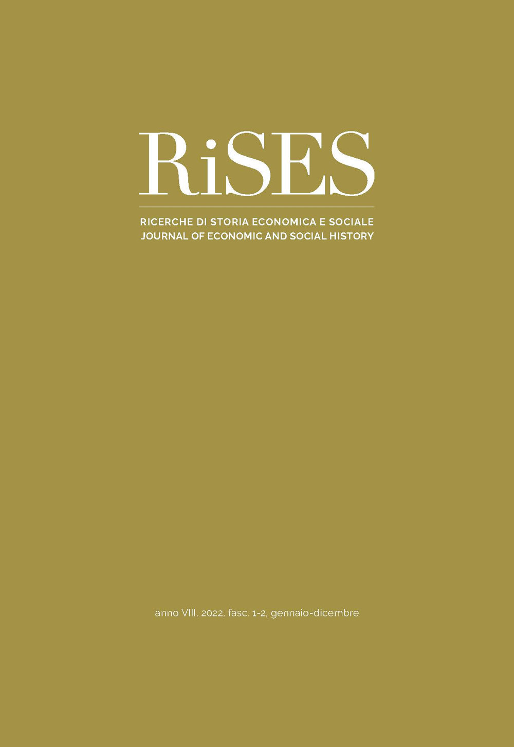 RiSES. Ricerche di storia economica e sociale (2022). Vol. 1-2