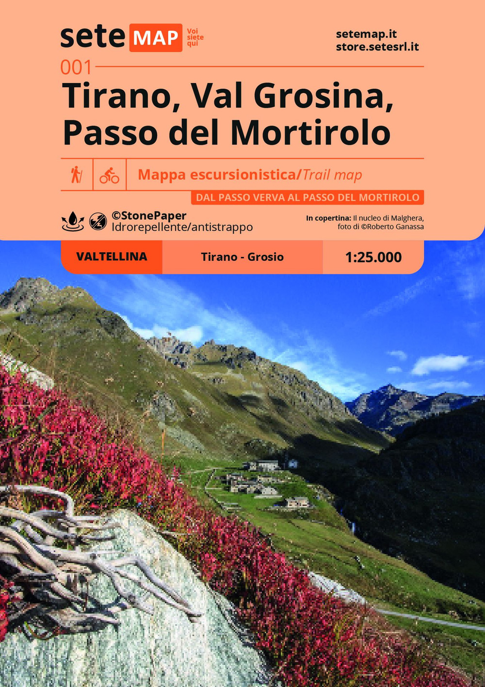 Tirano, Val Grosina, Passo del Mortirolo. Carta escursionistica in scala 1:25.000. Dal Passo Verva al Passo del Mortirolo. Valtellina