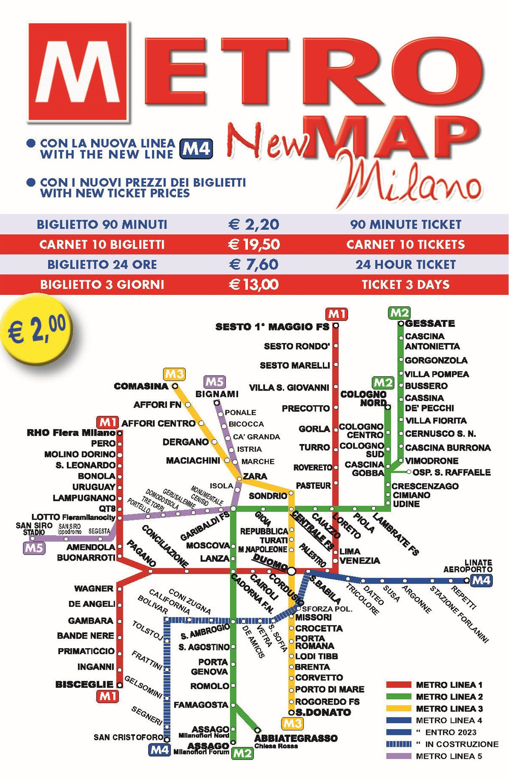 New metro map Milano