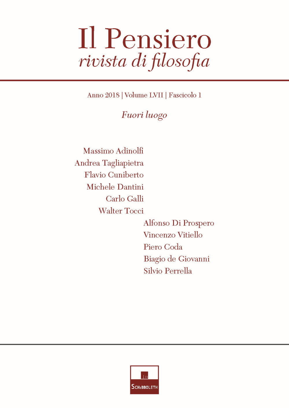 Il pensiero. Rivista di filosofia (2018). Vol. 57/1: Fuori luogo