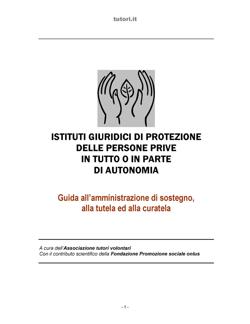 Istituti giuridici di protezione delle persone prive in tutto o in parte di autonomia. Guida all'amministrazione di sostegno, alla tutela ed alla curatela