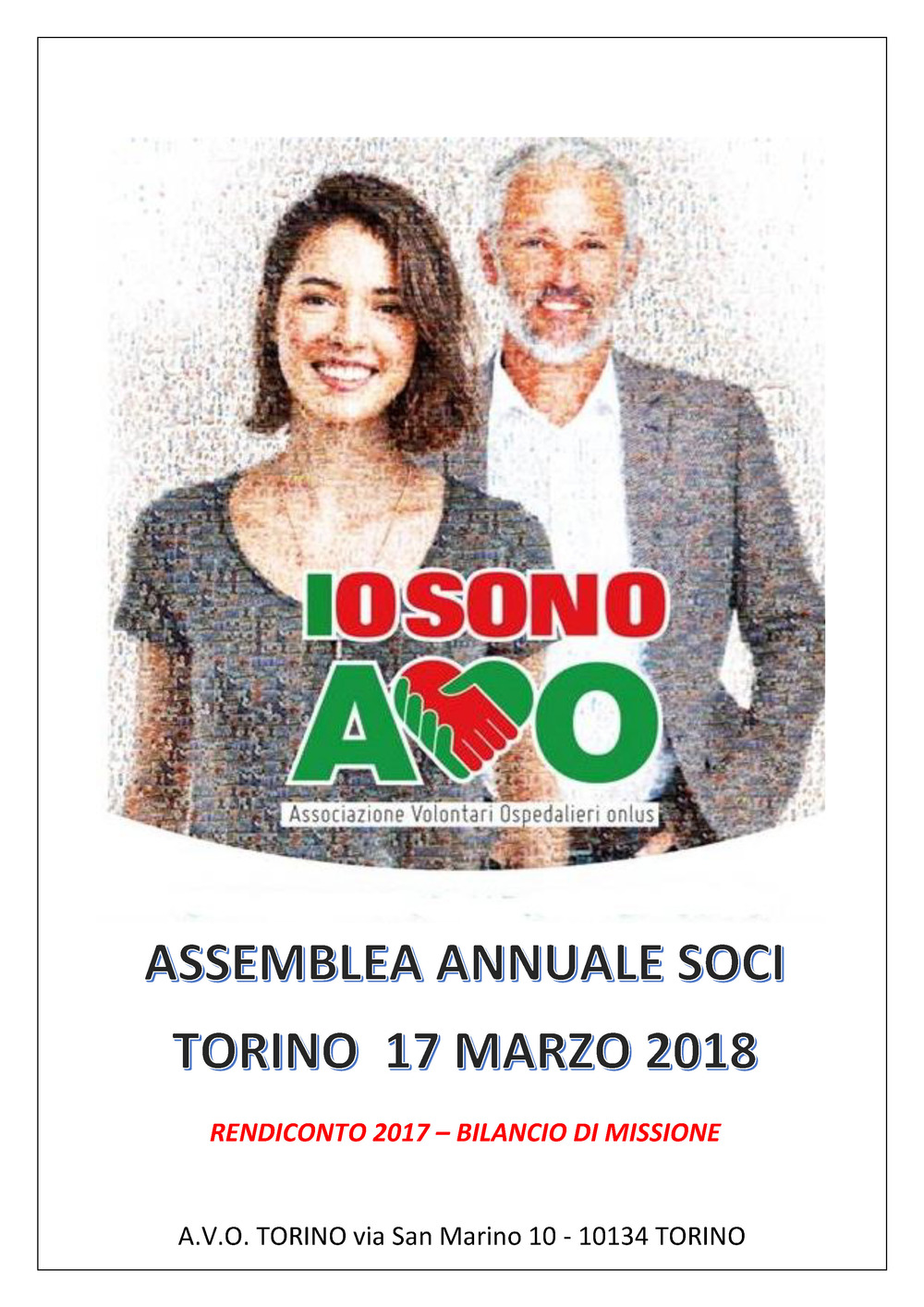 Io sono Avo. Rendiconto e bilancio di missione 2017. Assemblea annuale soci (Torino, 17 marzo 2017)