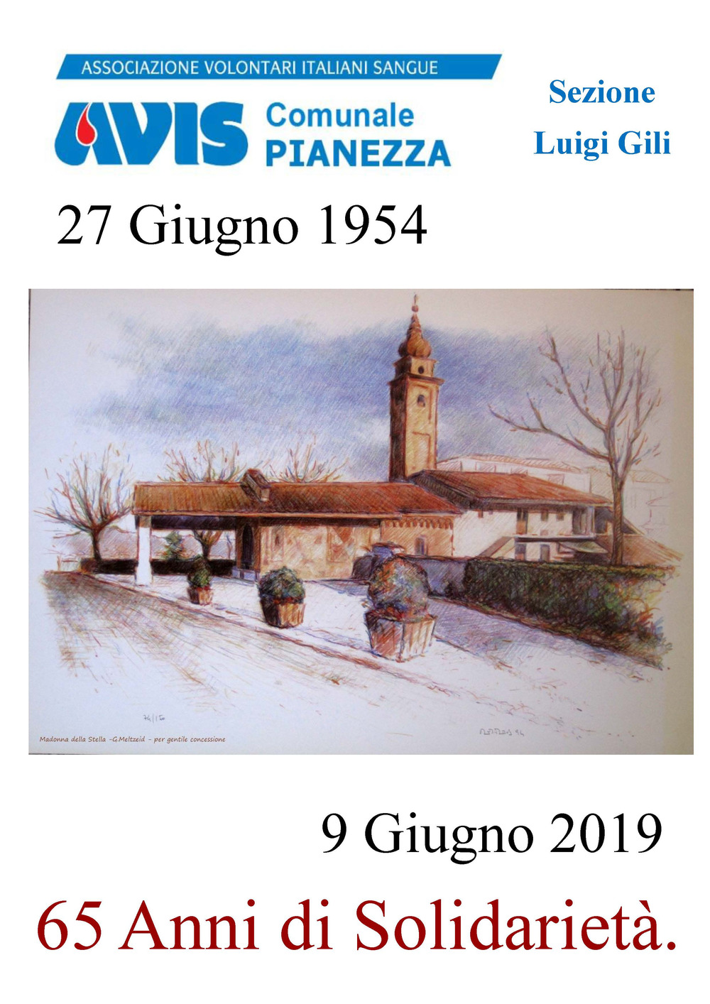 AVIS comunale Pianezza, sezione Luigi Galli. 27 giugno 1954-9 giugno 2019. 65 anni di solidarietà