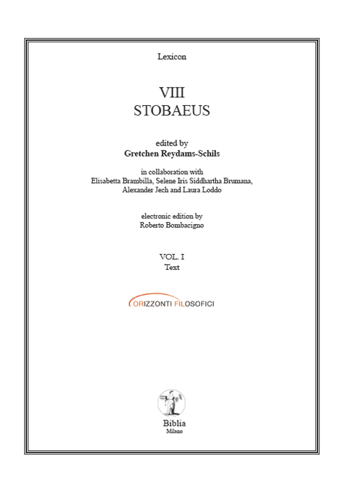 Stobaeus. Ediz. italiana, inglese, francese e tedesca. Testo greco antico a fronte. Con CD-ROM. Vol. 8: Stobaeus