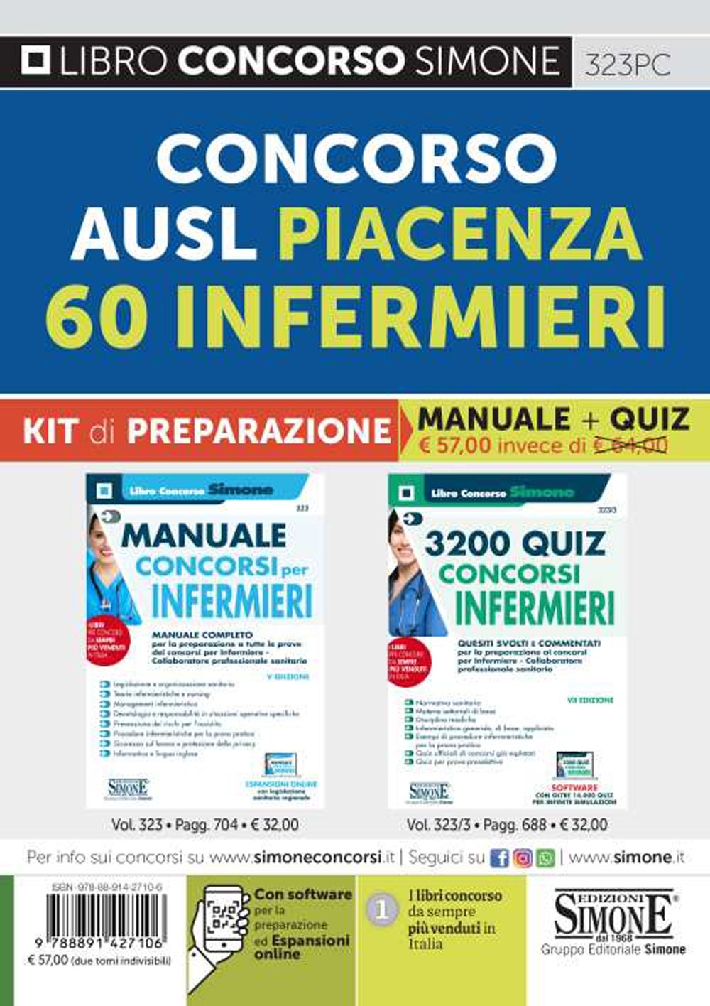 Concorso AUSL Piacenza. 60 infermieri. Kit di preparazione. Manuale + quiz