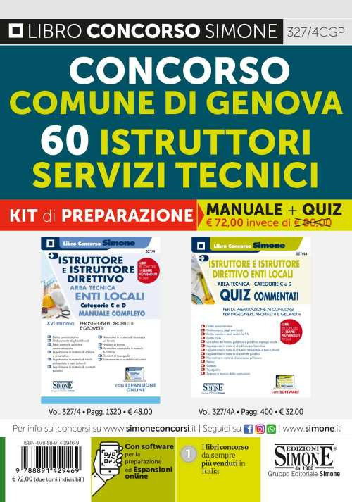 Concorso comune di Genova. 60 Istruttori servizi tecnici. Kit di preparazione. Manuale + quiz commentati. Con espansione online. Con software di simulazione