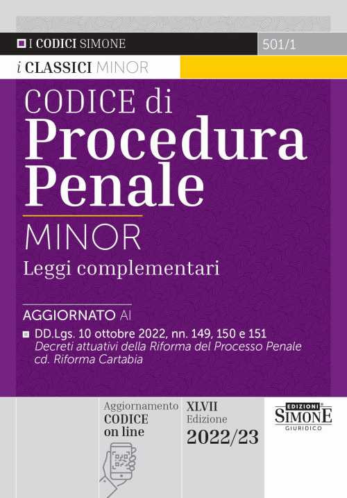 Codice di procedura penale e leggi complementari. Ediz. minor