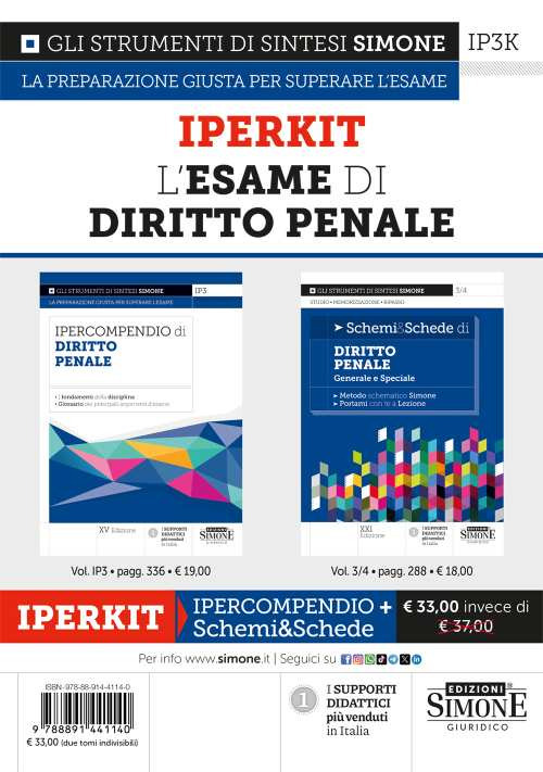 L'esame di diritto penale. Iperkit. Ipercompendio di diritto penale-Schemi & schede di diritto penale. Generale e speciale