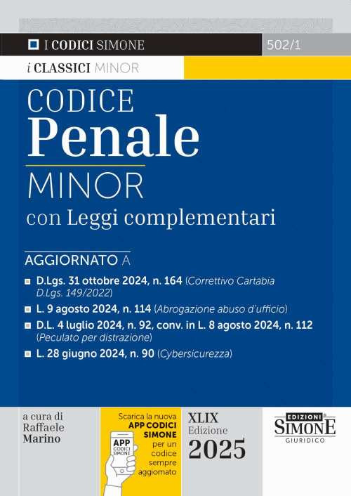 Codice penale. Leggi complementari. Ediz. minor. Con app CodiciSimone