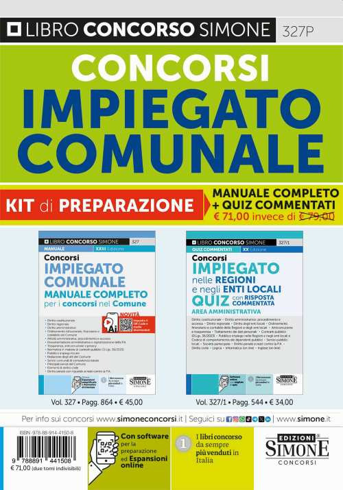 Concorsi impiegato comunale. Kit di preparazione. Manuale completo+Quiz commentati. Con espansione online. Con software di simulazione