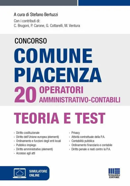 Concorso comune Piacenza 20 operatori amministrativo-contabili. Con software di simulazione