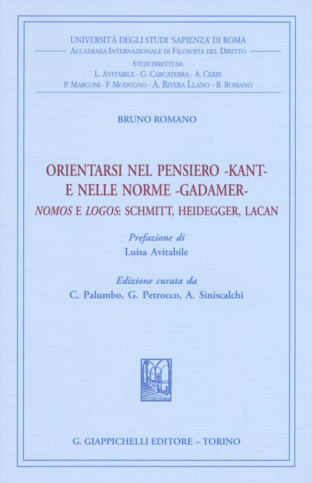 Orientarsi nel pensiero-Kant-e nelle norme-Gadamer-Nomos e Logos: Schmitt, Heidegger, Lacan