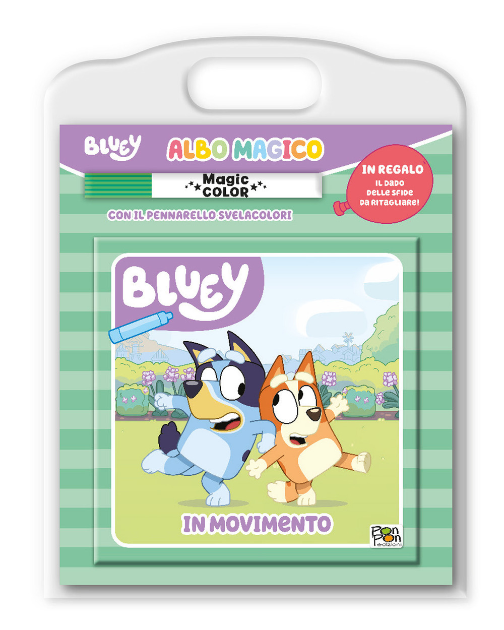 In movimento. Albo magico. Bluey. Ediz. a colori. Con dado delle sfide. Con pennarello magica