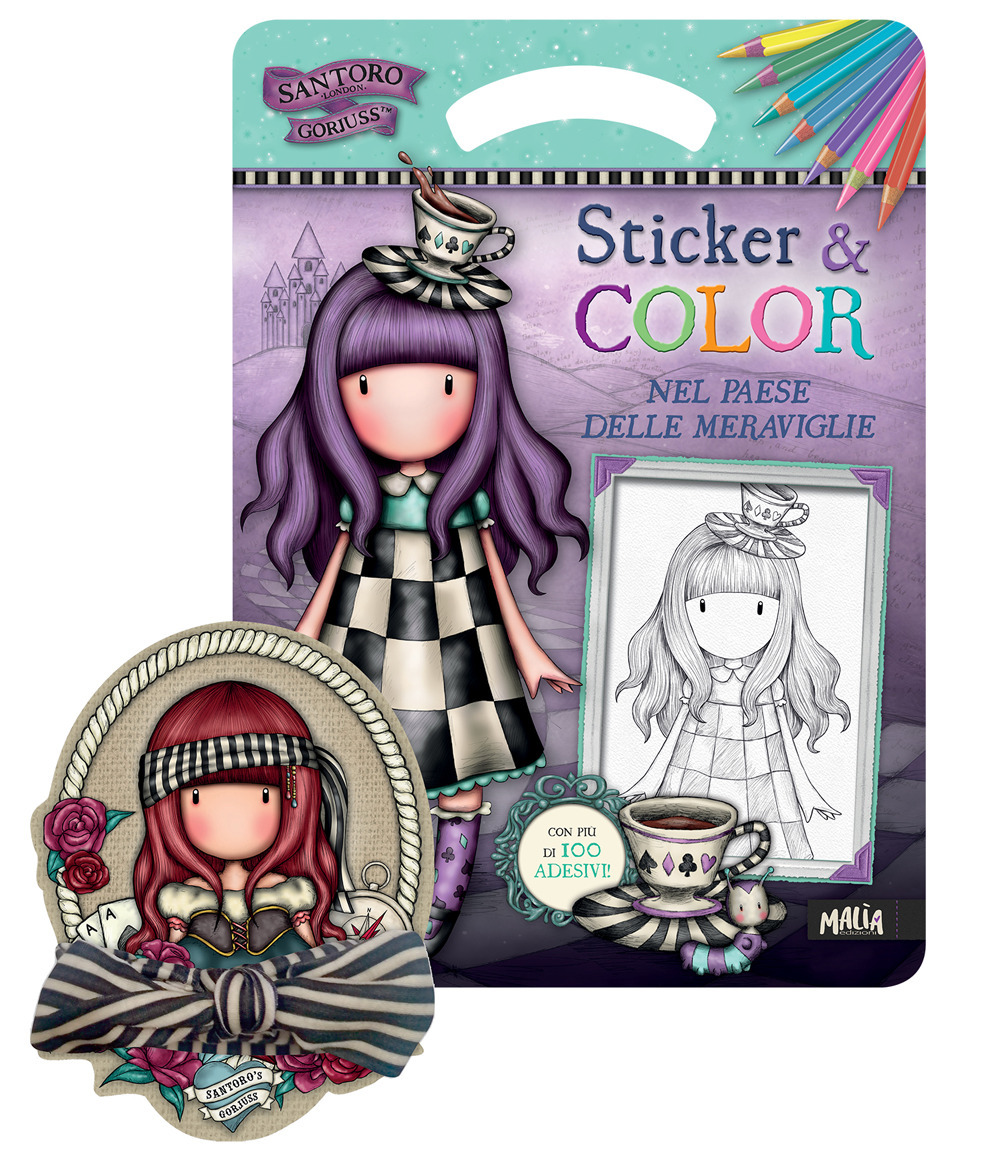 Nel paese delle meraviglie. Gorjuss. Sticker & Color. Ediz. a spirale. Con bandana a righe