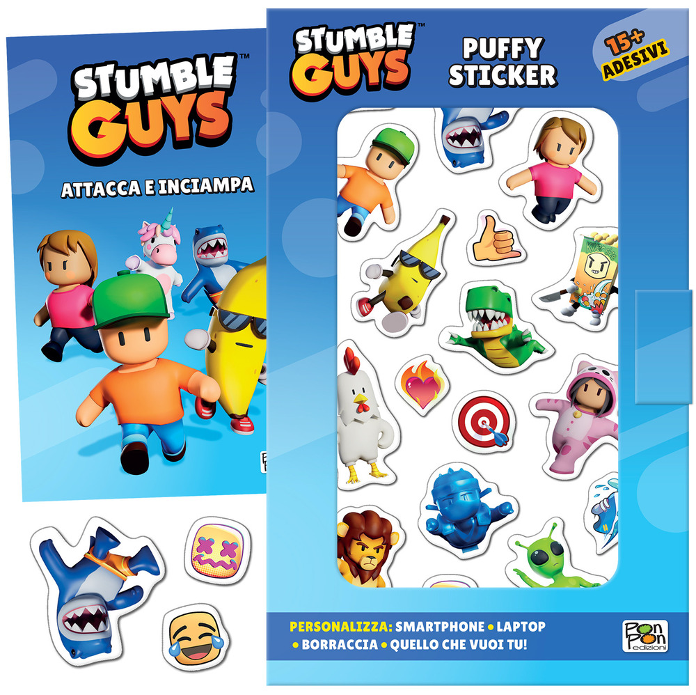 Attacca e inciampa. Puffy sticker. Stumble guys. Ediz. a colori