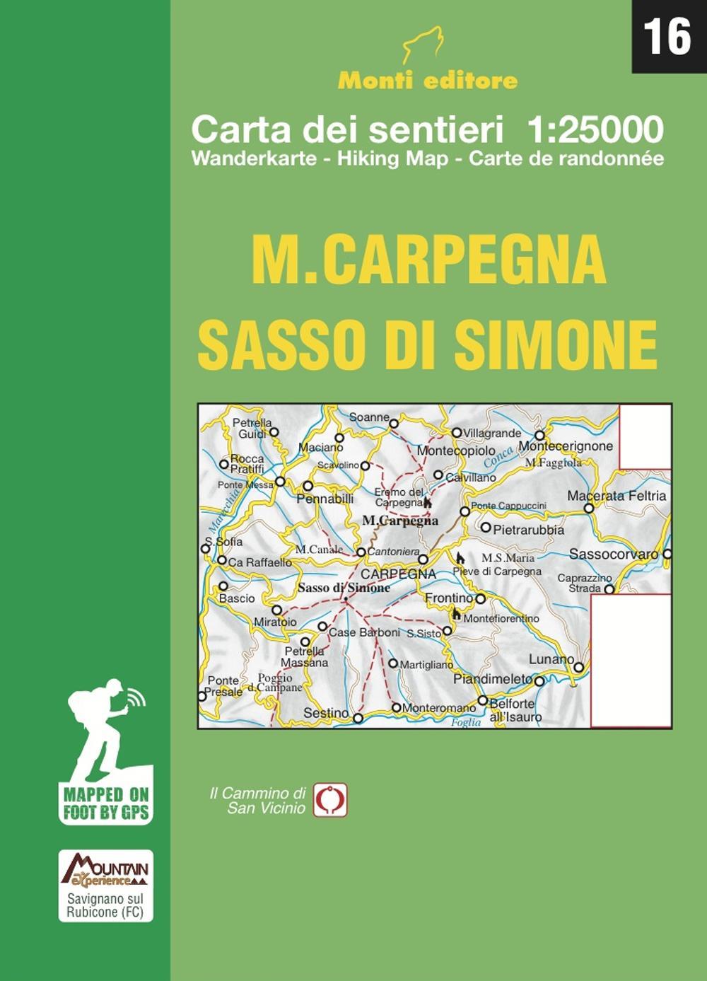 M. Carpegna Sasso di Simone. Carta dei sentieri 1:25000