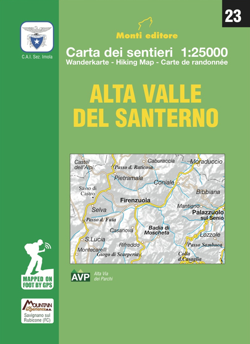 Alta Valle del Santerno. Carta dei sentieri di Firenzuola 1:25.000. Ediz. multilingue