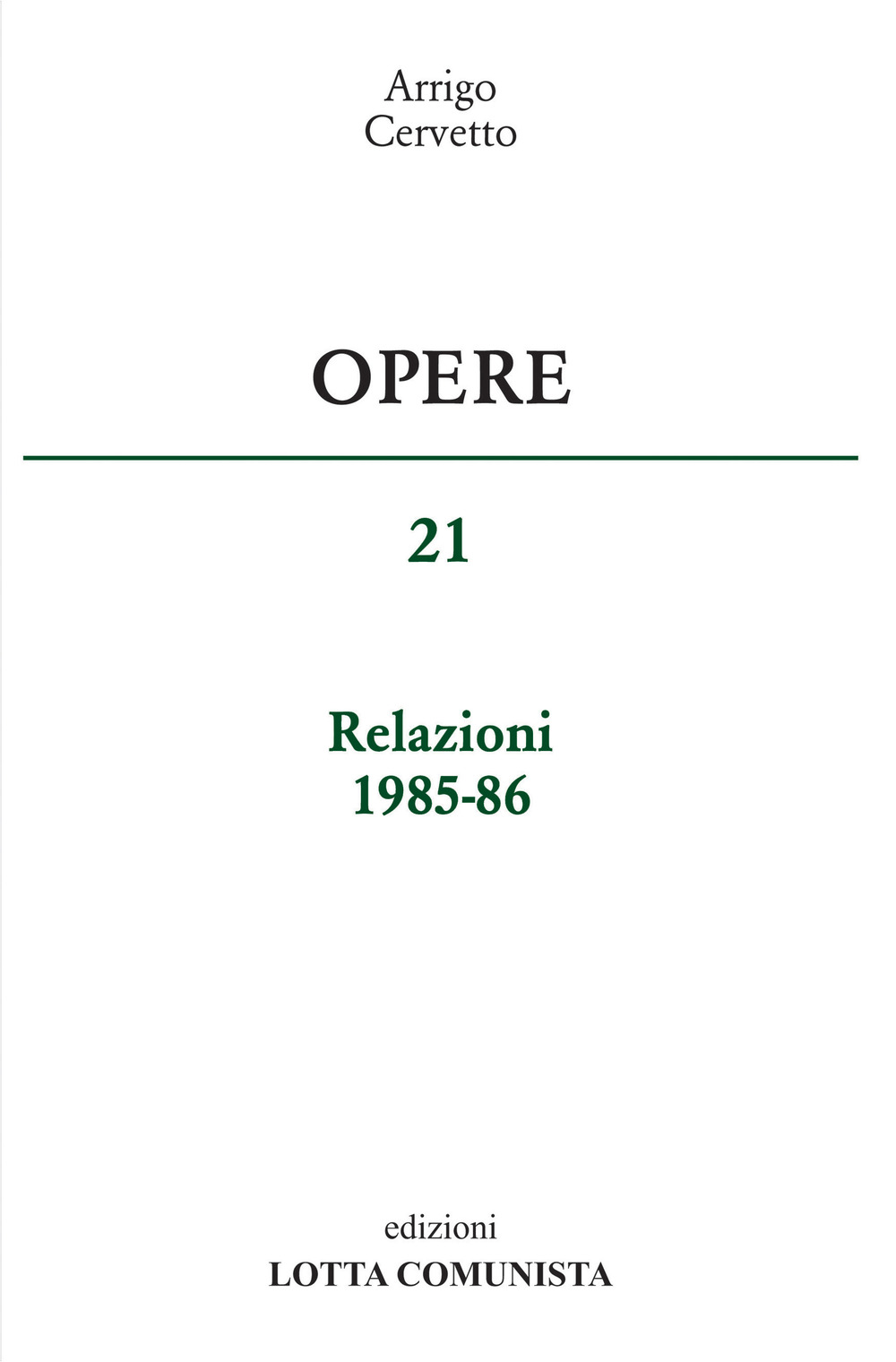 Opere. Vol. 21: Relazioni 1985-86