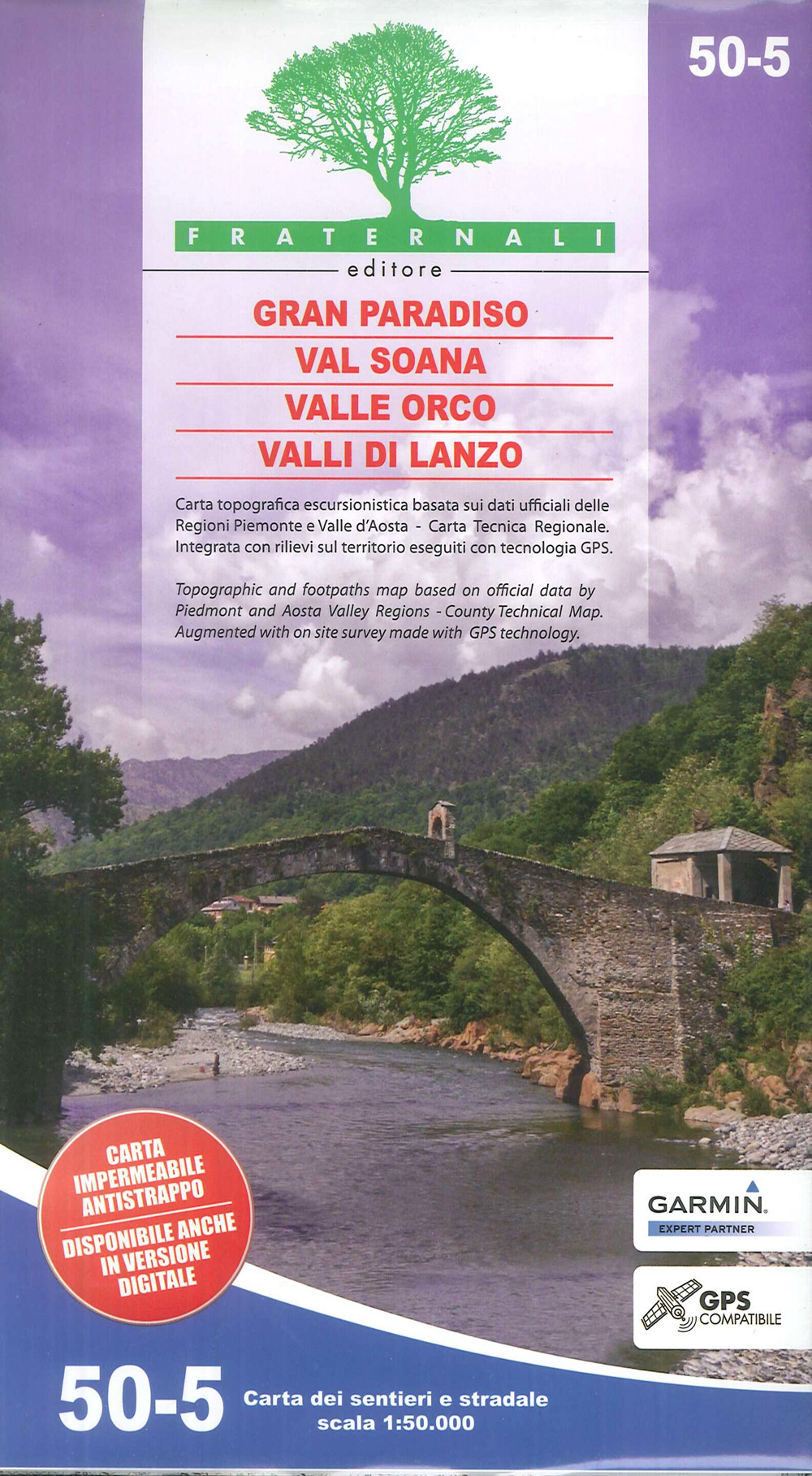 Carta n. 50-5. Gran Paradiso, Val Soana, Valle Orco, Valli di Lanzo 1:50.000