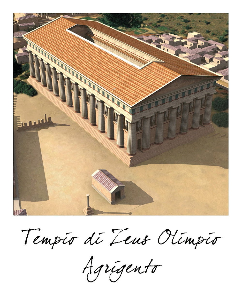 Agrigento, Tempio di Zeus. Stato attuale e ricostruzione, formato polaroid. Ediz. illustrata