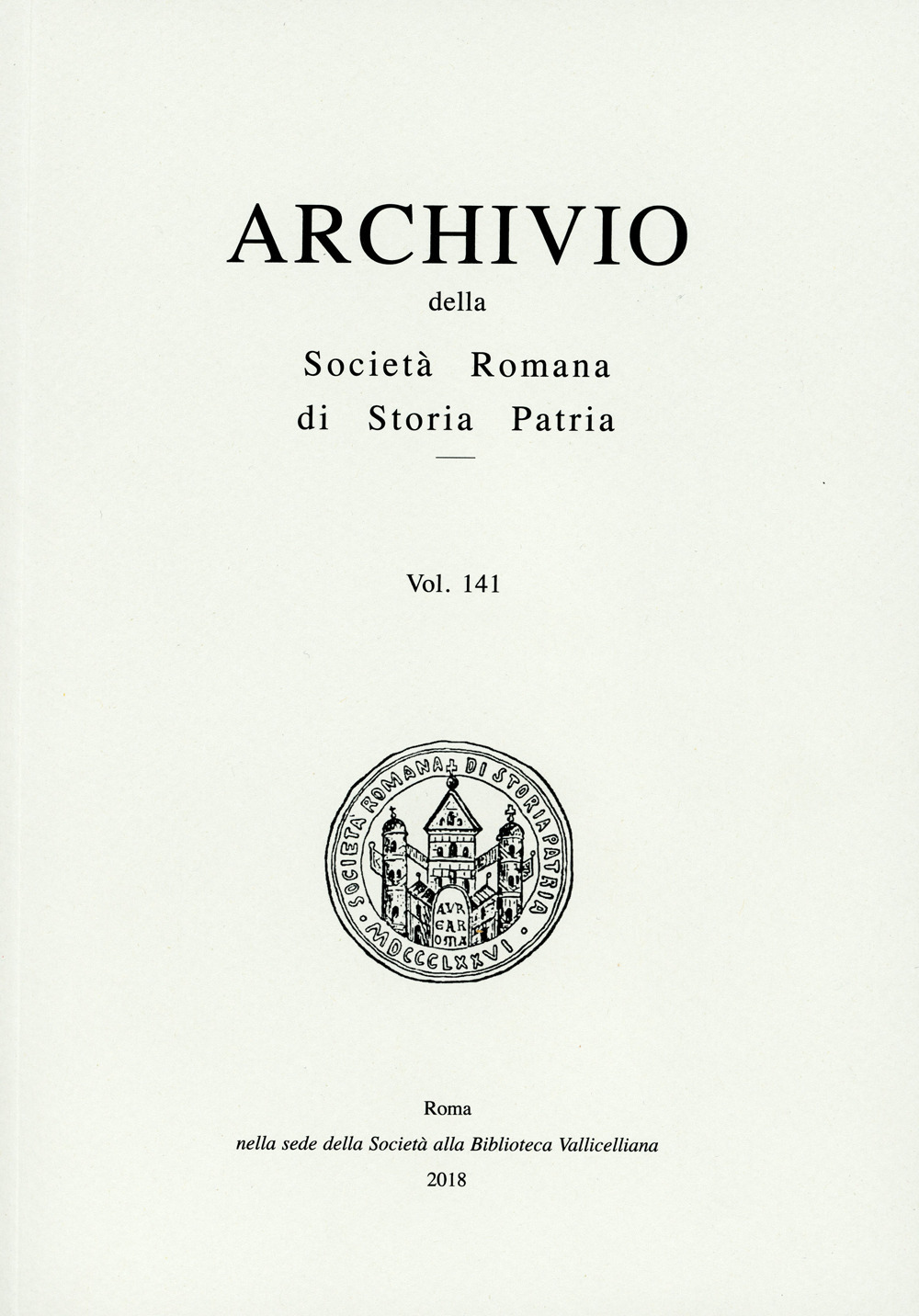 Archivio della Società romana di storia patria. Vol. 141