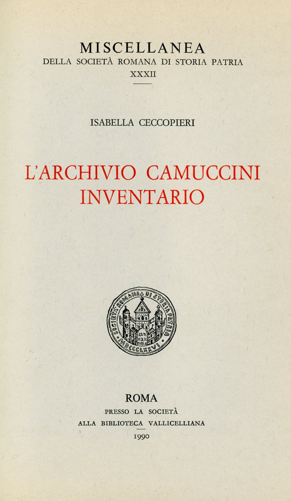 L'archivio Camuccini. Inventario