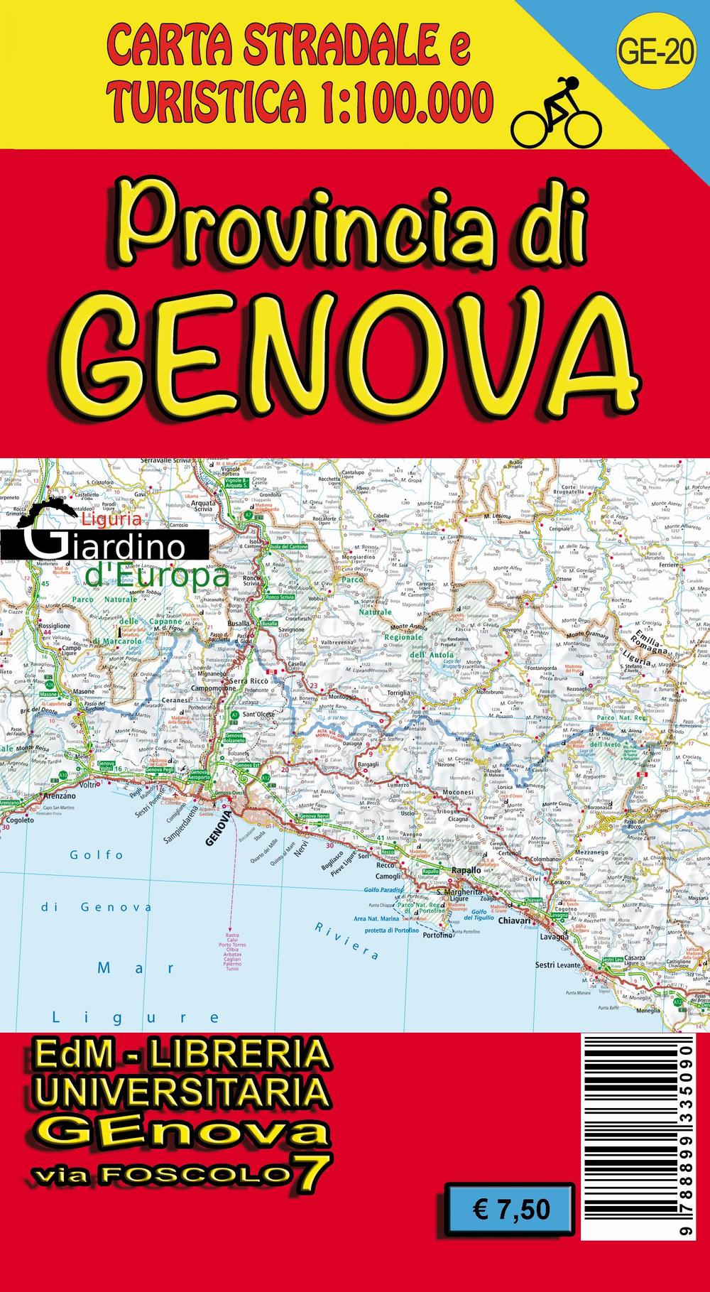 Provincia di Genova. Carta stradale e turistica. Sentieri