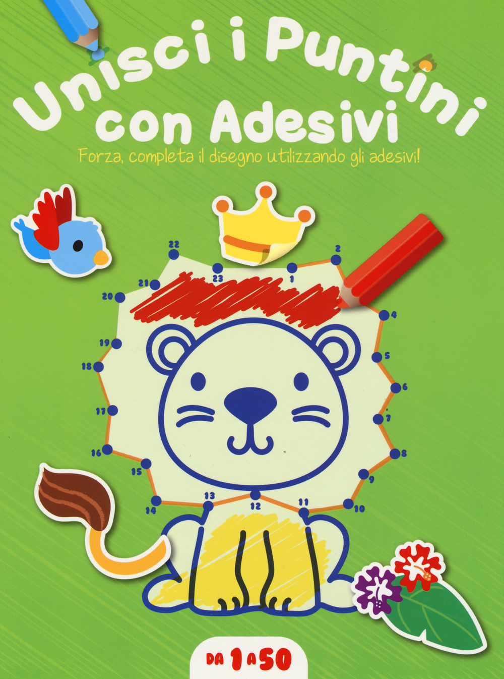 Unisci i puntini. Copertina verde (1-50). Con adesivi. Ediz. illustrata