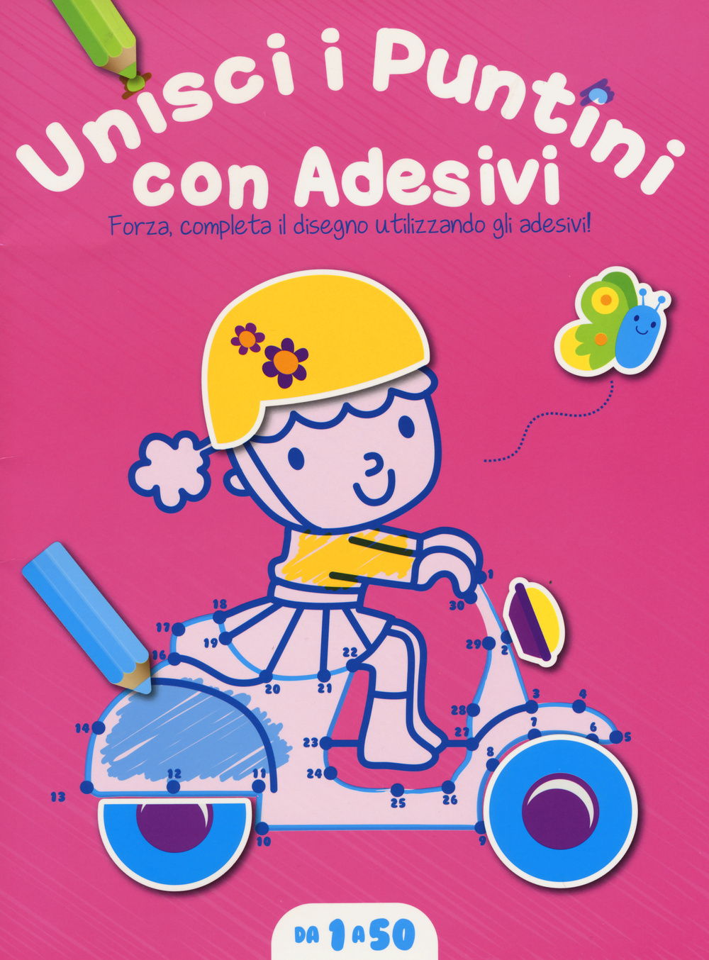 Unisci i puntini. Copertina rosa (1-50). Con adesivi. Ediz. illustrata