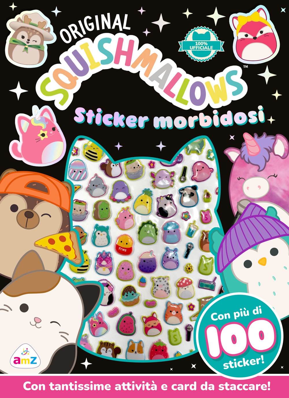 Squishmallows. Sticker morbidosi. Ediz. a colori. Con 8 cartoncini soft touch. Con 3 pennarelli con inchiostro fosforescente. Con Adesivi