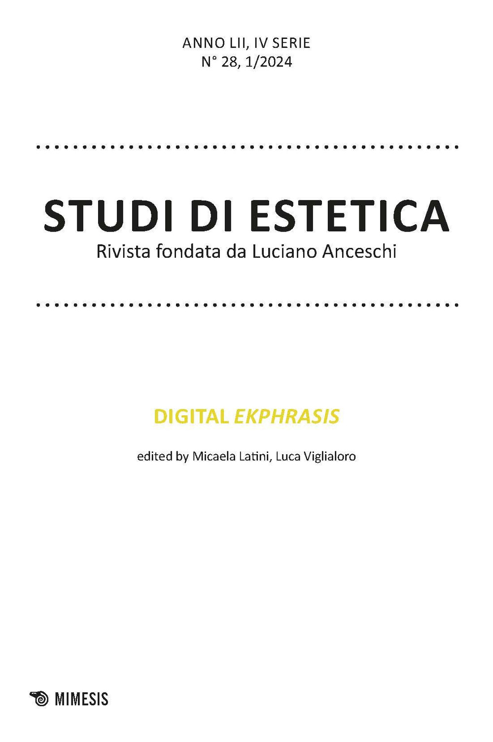 Studi di estetica (2024). Vol. 1: Digital ekphrasis