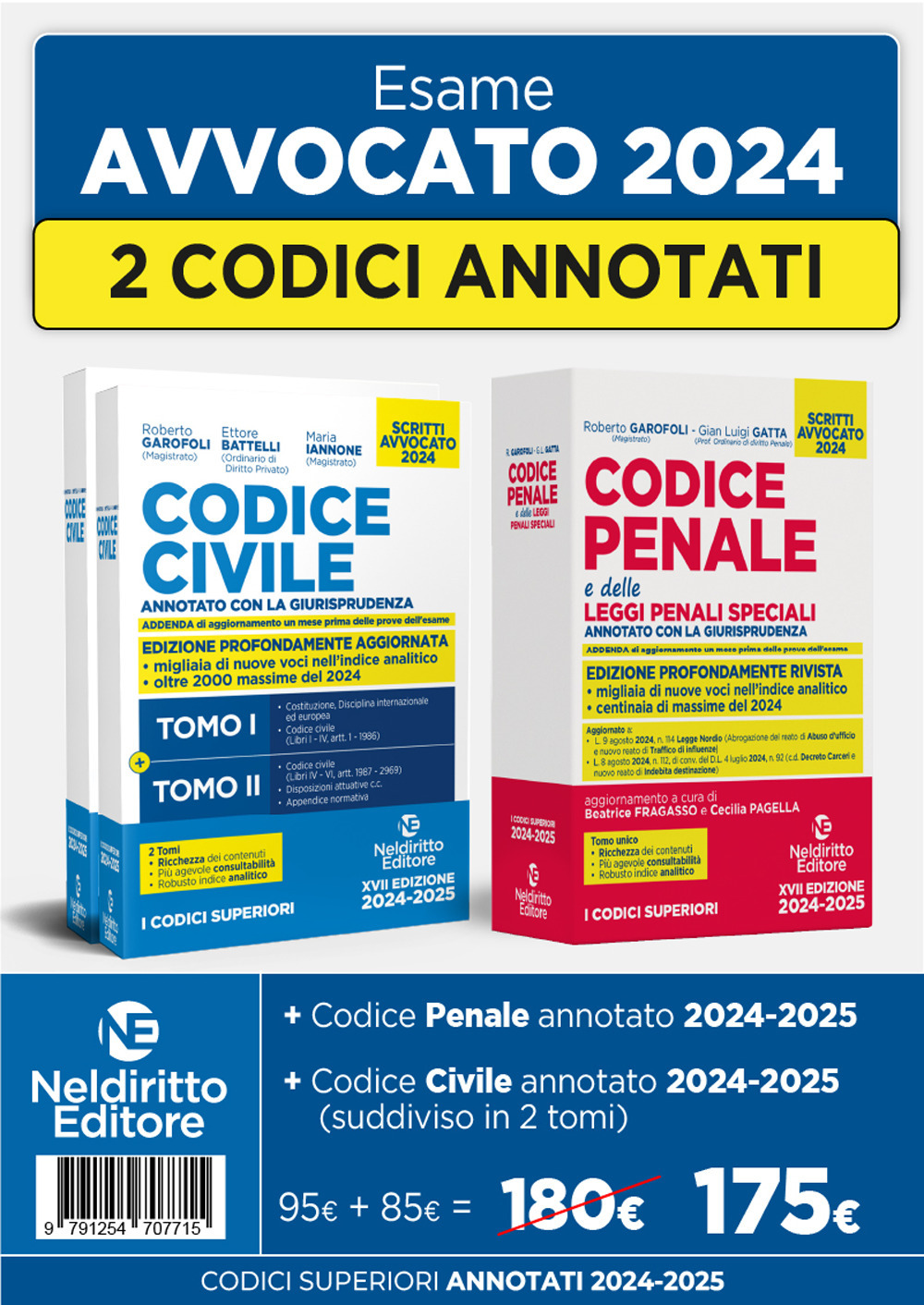 Kit Codice civile annotato + Codice penale annotato per l'esame di avvocato 2024