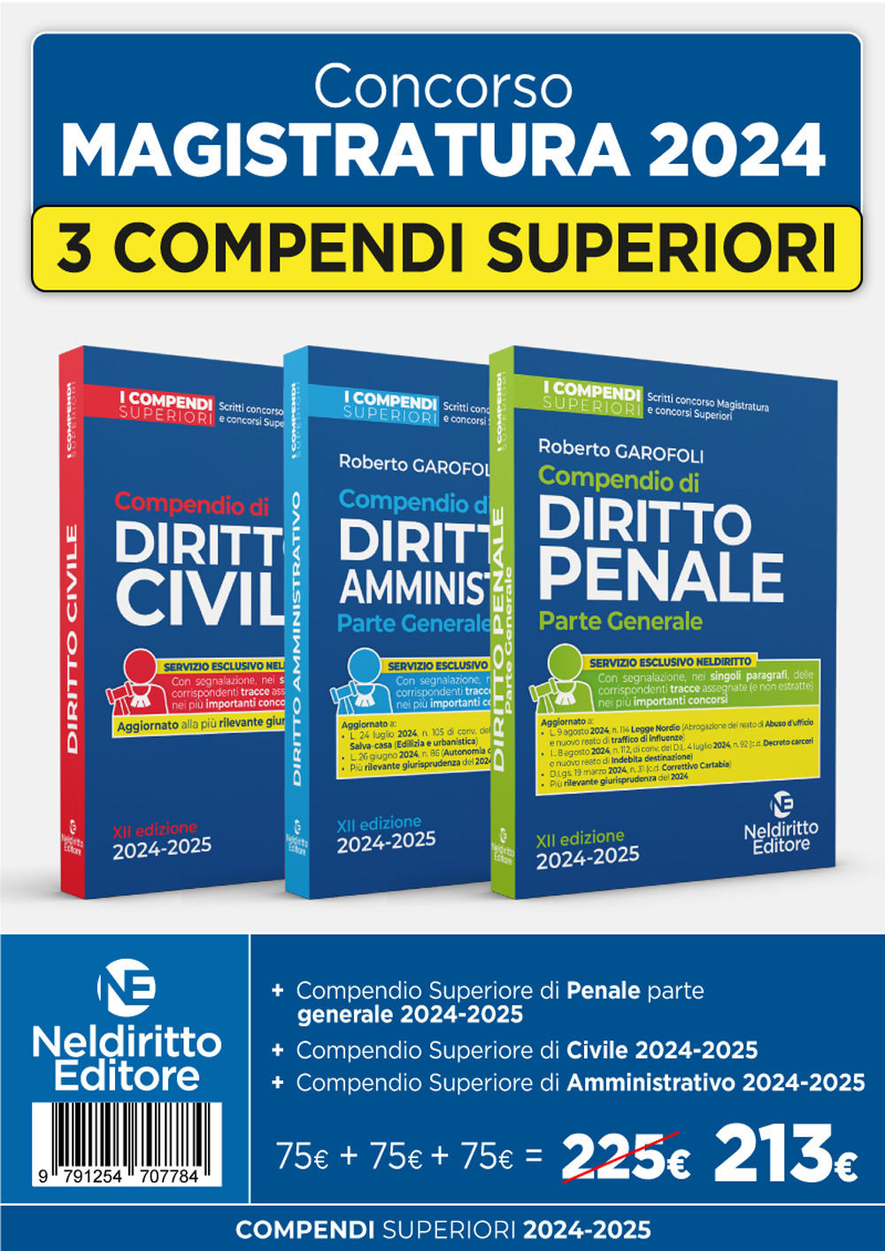 Kit 3 compendi superiori di Civile, Penale e Amministrativo 2024. Per il concorso in magistratura e i concorsi superiori