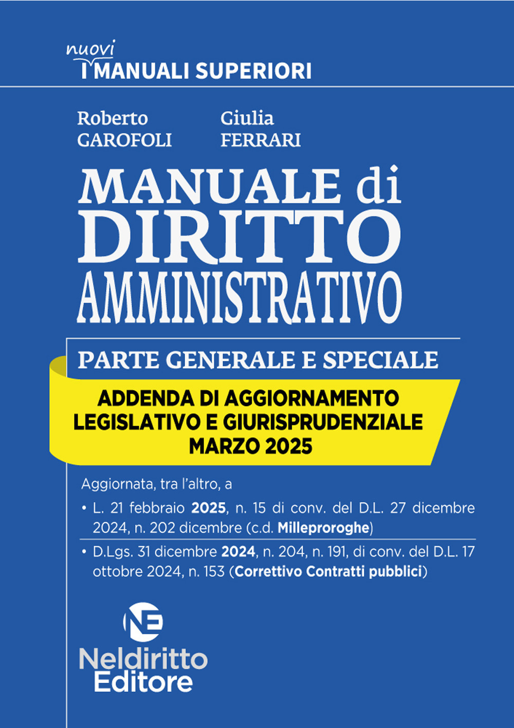 Addenda di aggiornamento. Manuale superiore di Amministrativo. Marzo 2025