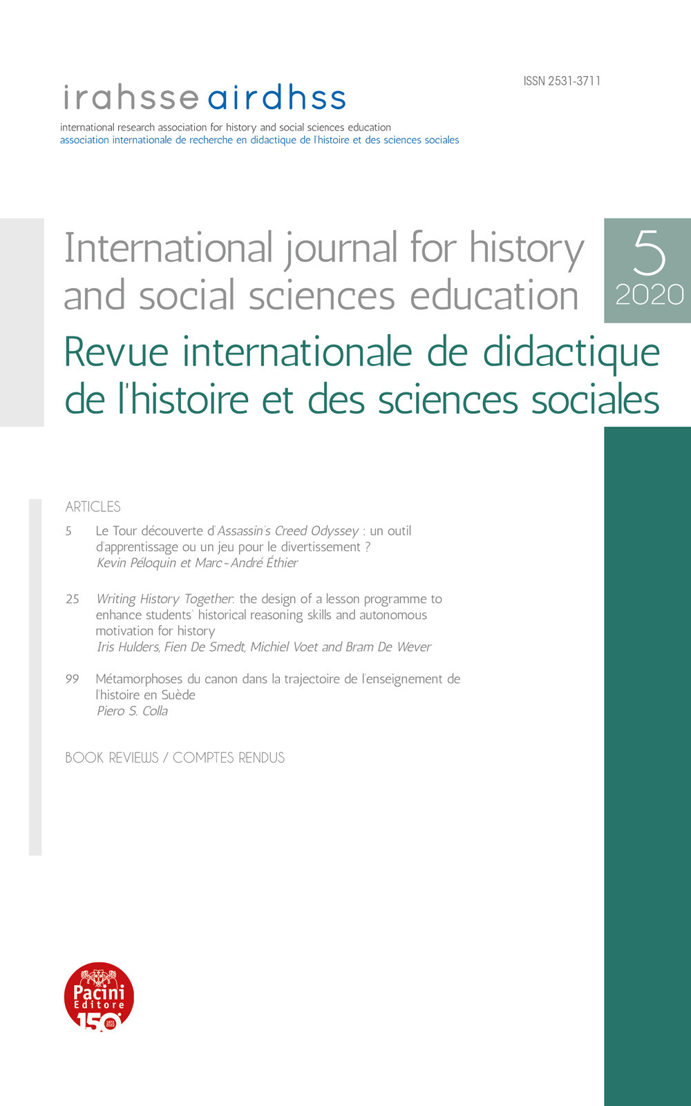 International journal for history and social sciences education-Revue internationale de didactique de l'histoire et des sciences sociales (2020). Ediz. bilingue. Vol. 5