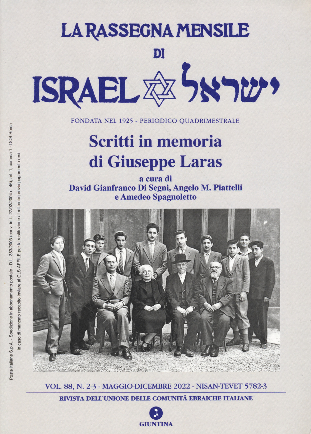 La rassegna mensile di Israel. Vol. 88/2-3: Scritti in memoria di Giuseppe Laras